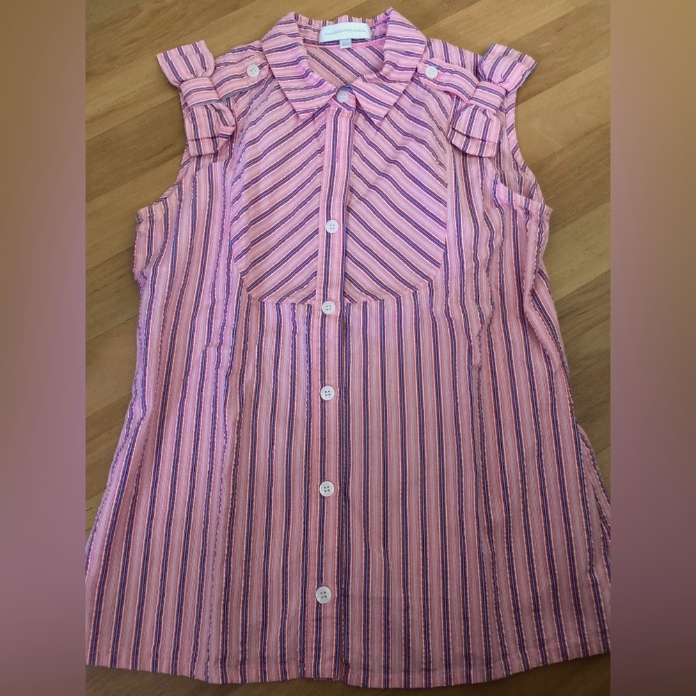 Sleeveless Shirt Maria Bonita Extra striped pink & blue